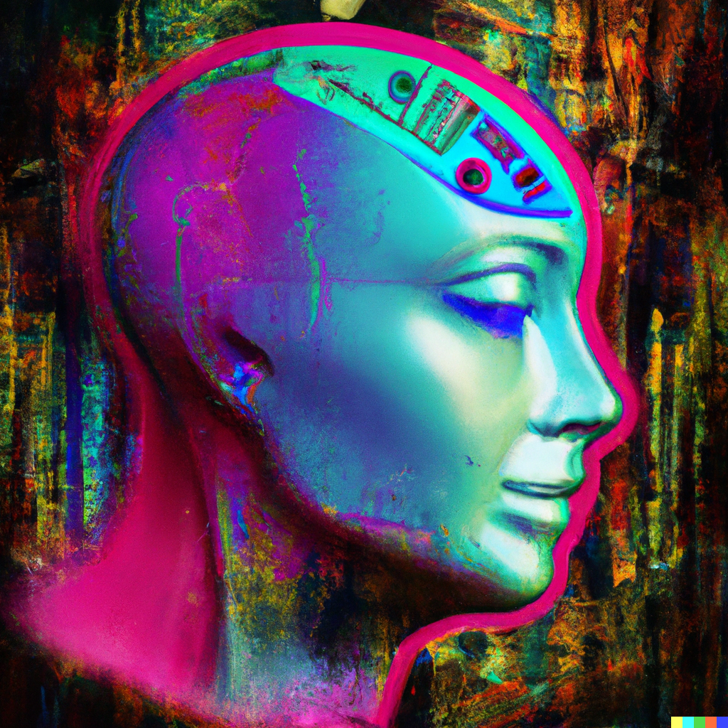 artificial intelligence, personified as a human head