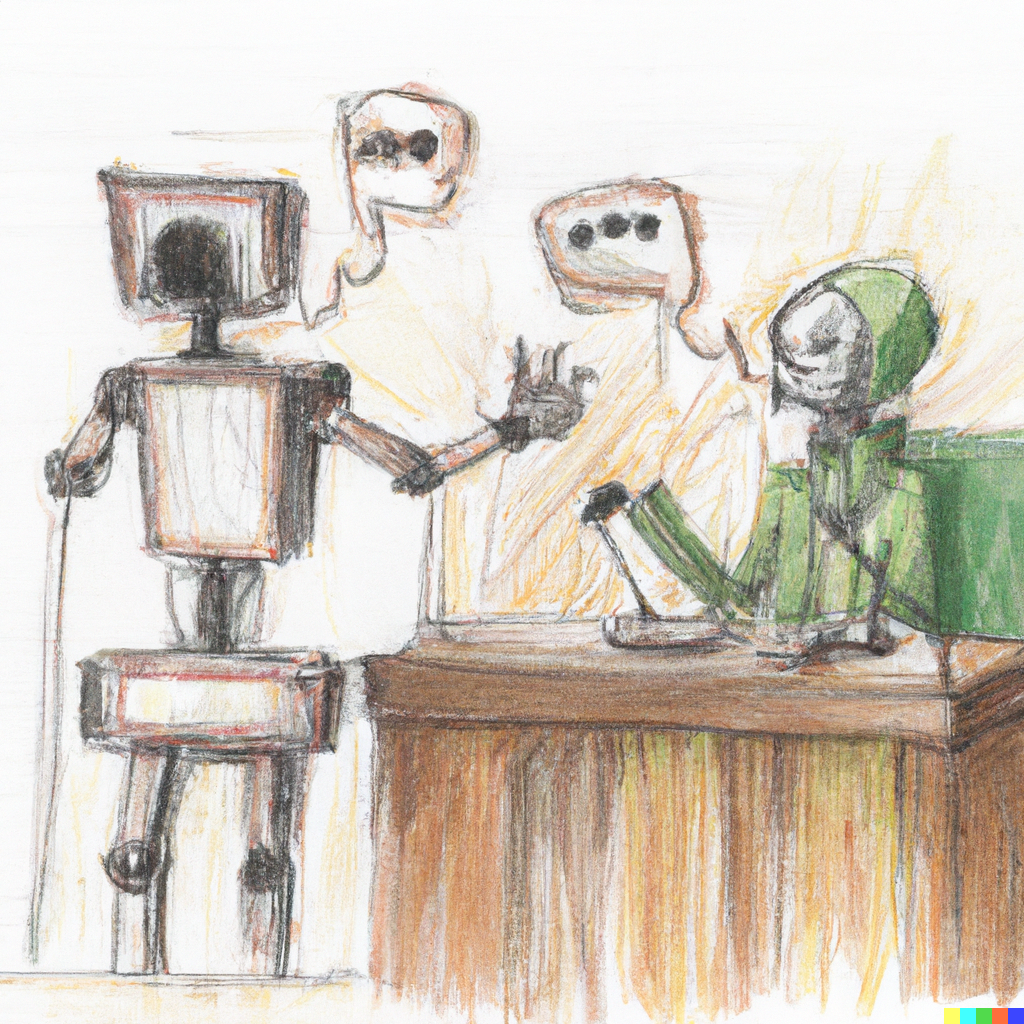 Two robots talking