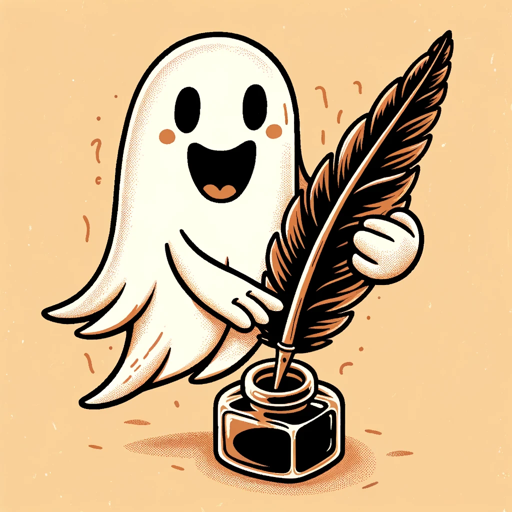 Invisible Ink - a generative AI ghostwriter - represented by a ghost holding a quill